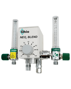 Ohio Medical NEO2 Blend with ON/OFF Bleed Switch & Flowmeters, 15 L/min (left) & 3.5 L/min (right) Flowmeters